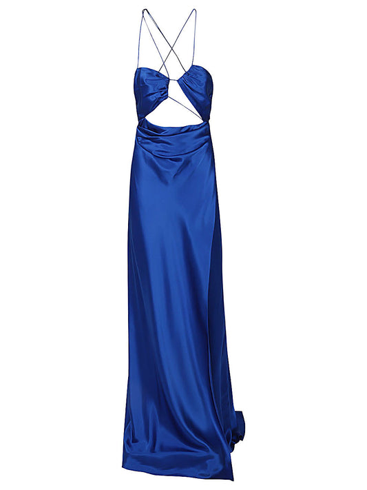 THE SEI Dresses Blue — Asymmetric Silk Long Dress