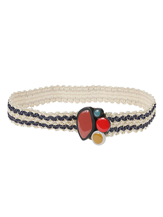 Beige Raffia Belt — Exquisite J Striped Elegance