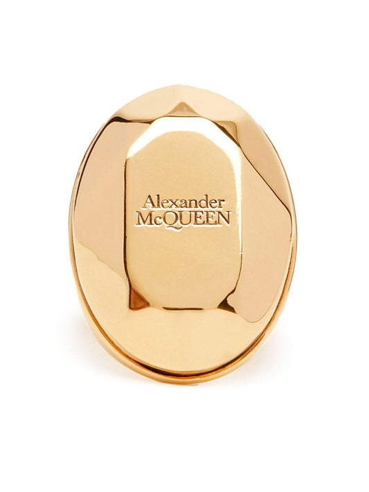 Alexander McQueen Golden Faceted Stone Ring