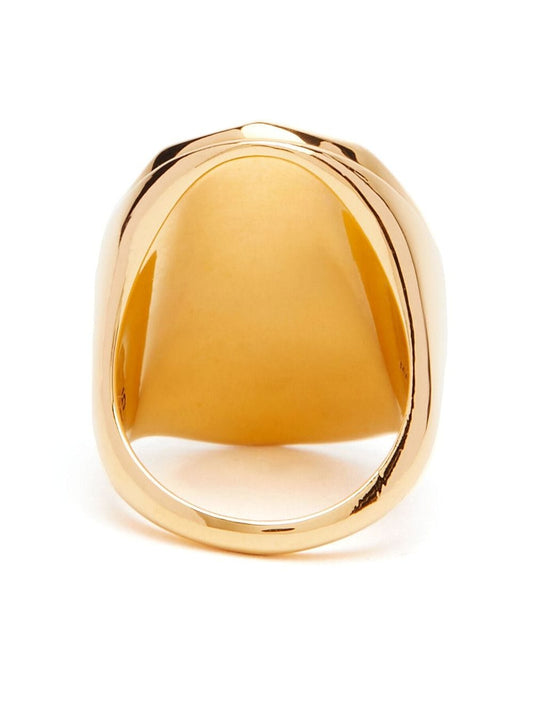 Alexander McQueen Golden Faceted Stone Ring