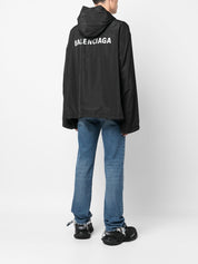Balenciaga Coats Black hooded windbreaker