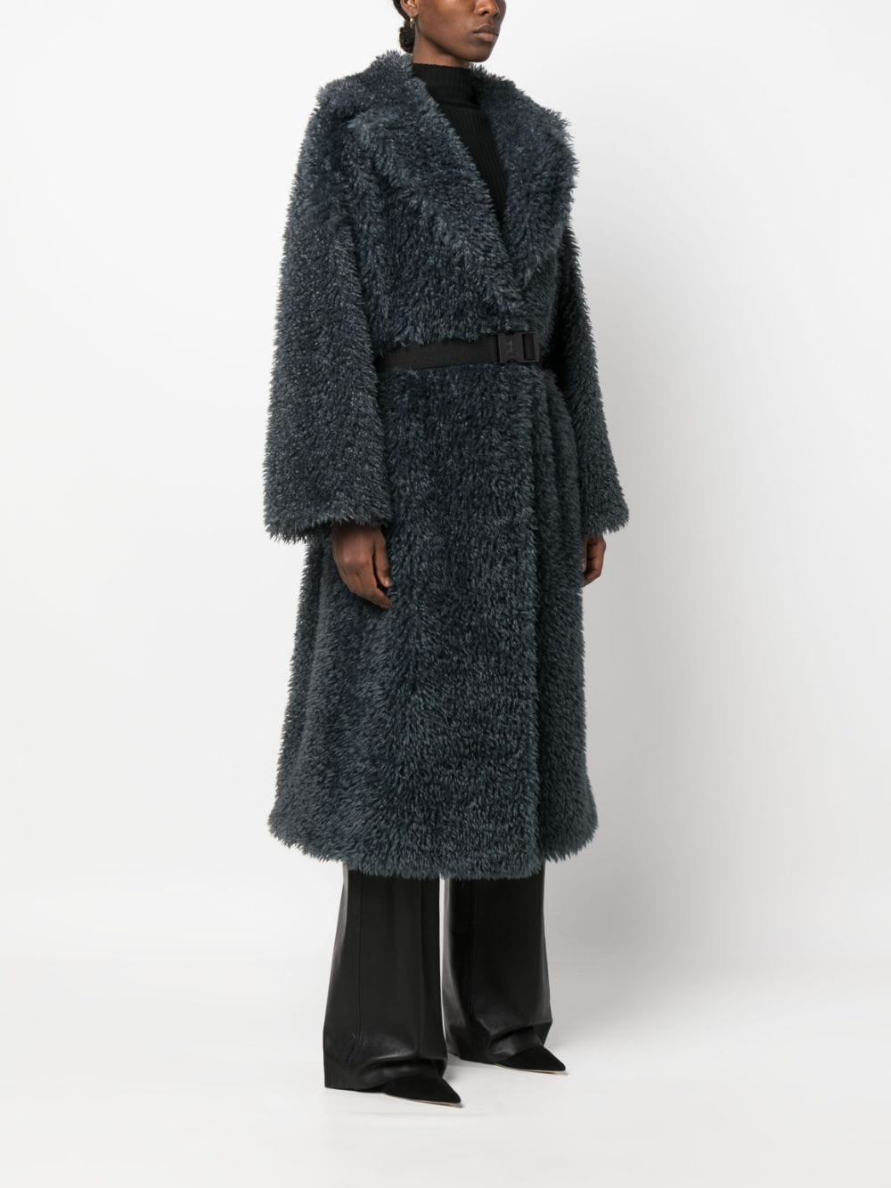 Ermanno Scervino belted shearling wool coat