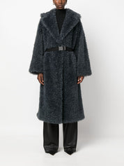 Ermanno Scervino belted shearling wool coat