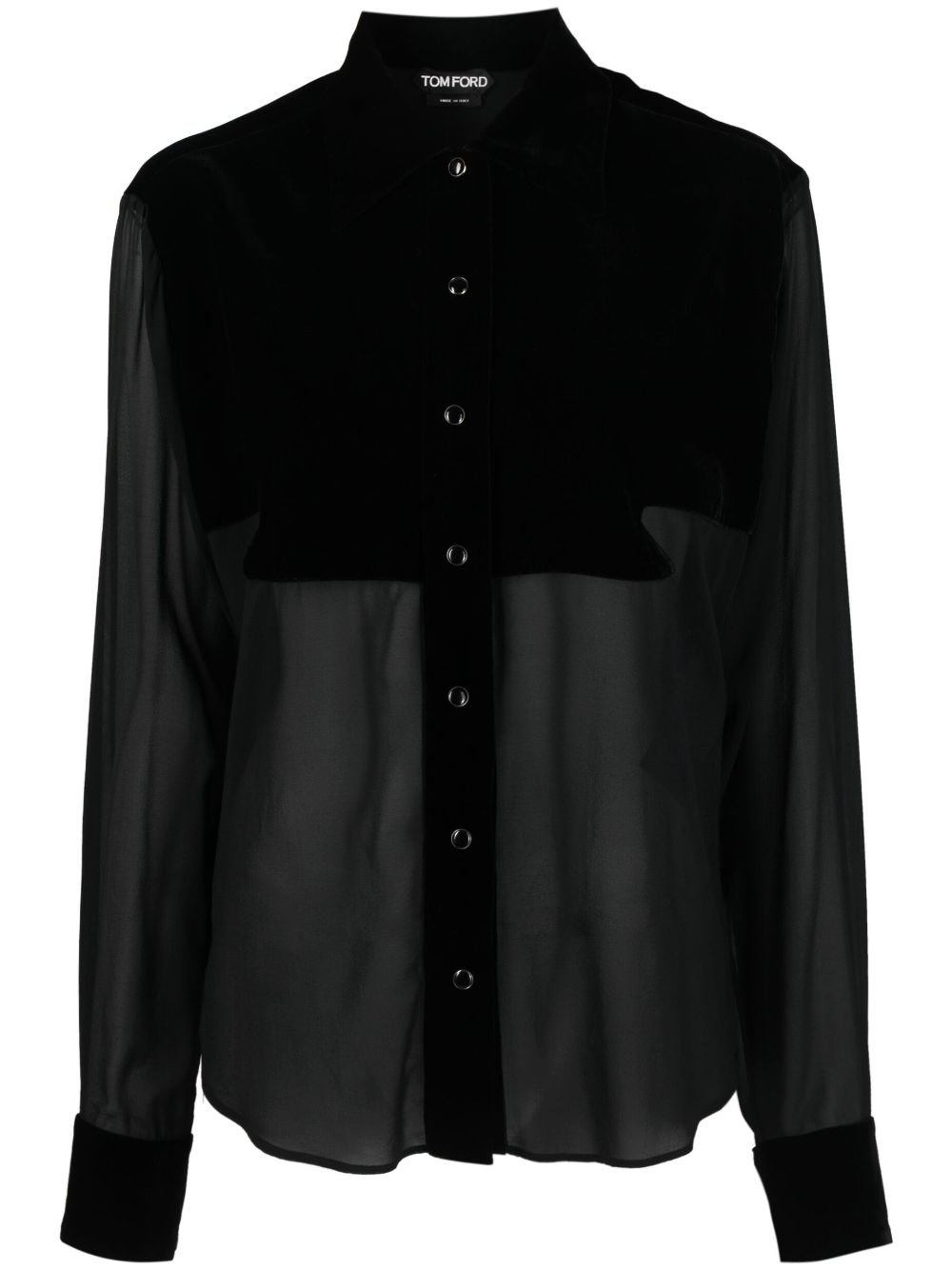 Tom Ford Shirts Black silk panelled shirt