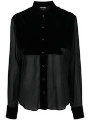Tom Ford Shirts Black silk panelled shirt