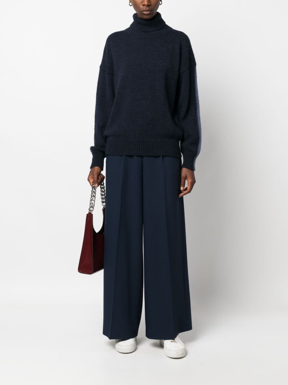 Pull col roulé bicolore bleu Alysi Sweaters