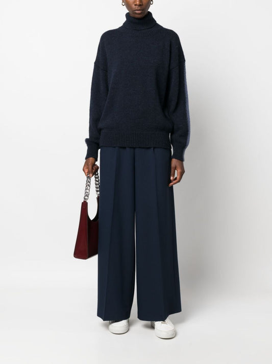 Alysi two-tone blue roll-neck jumper