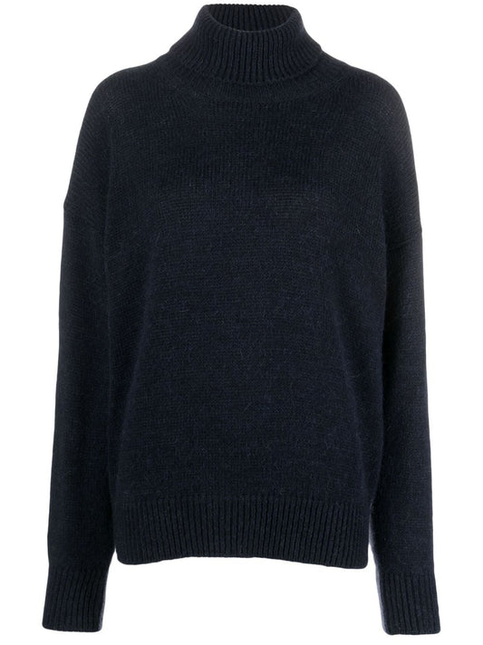 Alysi two-tone blue roll-neck jumper