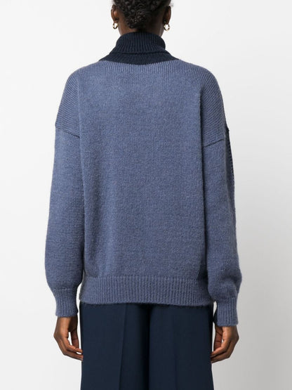 Pull col roulé bicolore bleu Alysi Sweaters