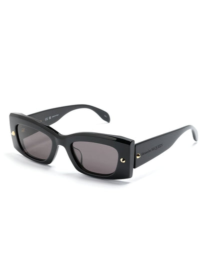 Alexander McQueen Black Acetate Rectangular Sunglasses