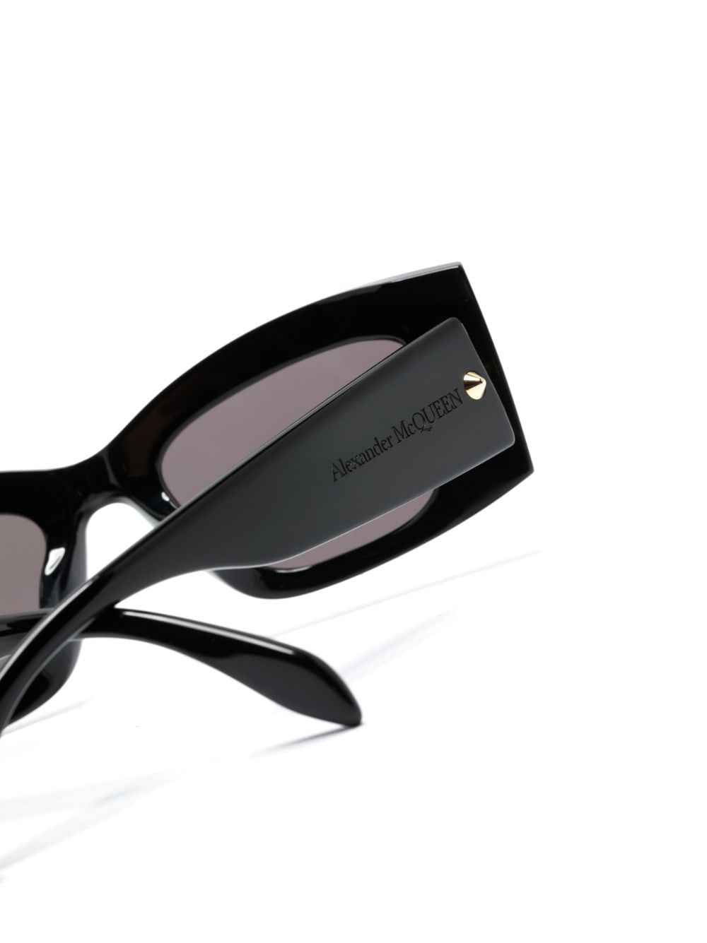 Alexander McQueen Black Acetate Rectangular Sunglasses