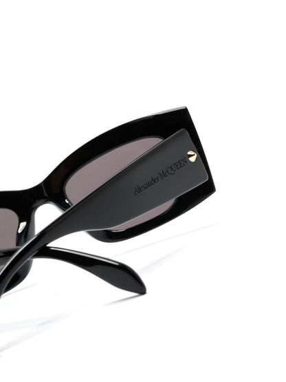 Alexander McQueen Black Acetate Rectangular Sunglasses