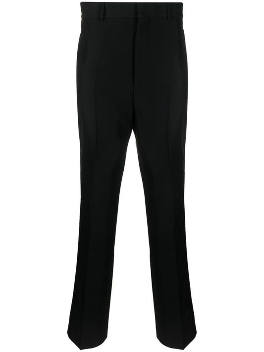 Palm Angels Trousers — Black Cotton with Stripe Detail
