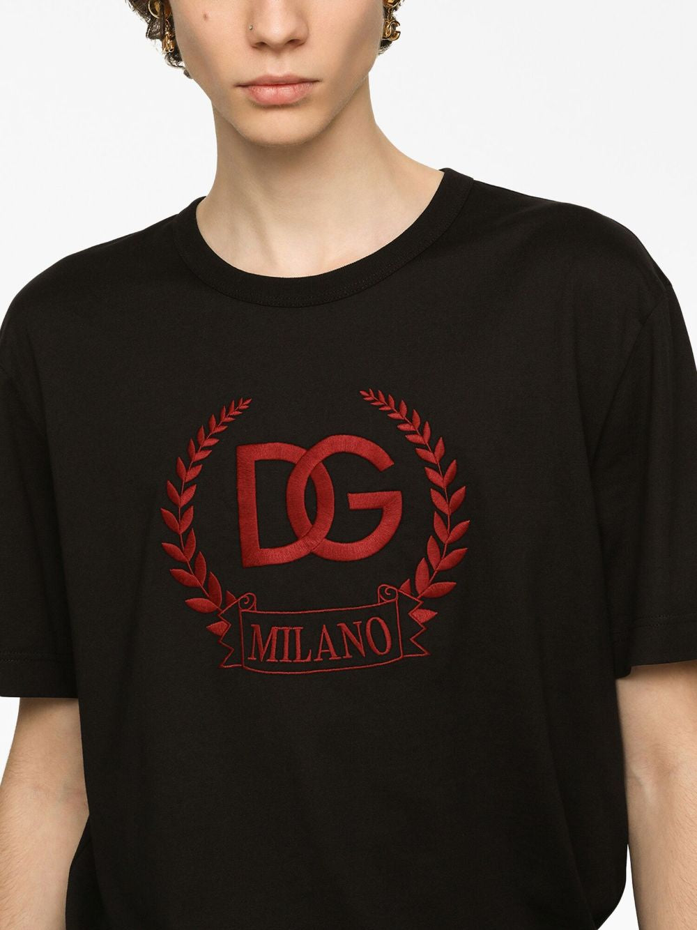 Dolce & Gabbana T-shirts and Polos Black cotton embroidered logo