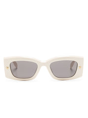 Lunettes de soleil Alexander McQueen rectangulaires blanches à clous