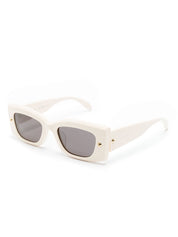 Lunettes de soleil Alexander McQueen rectangulaires blanches à clous