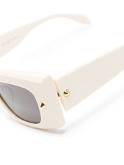 Lunettes de soleil Alexander McQueen rectangulaires blanches à clous