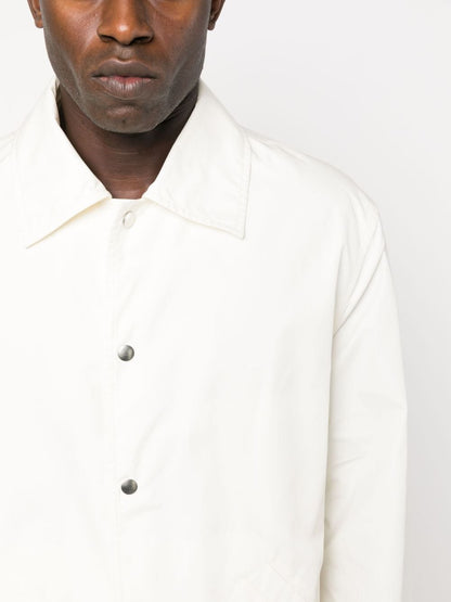 Beige Jil Sander logo-print cotton shirt jacket