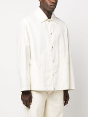 Vestes Jil Sander Veste chemise en coton beige à imprimé logo