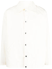 Vestes Jil Sander Veste chemise en coton beige à imprimé logo