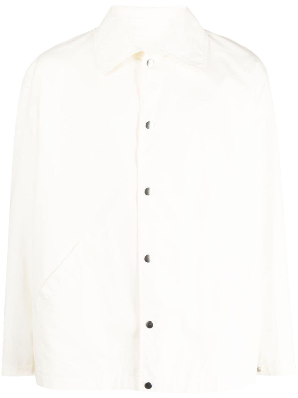 Beige Jil Sander logo-print cotton shirt jacket
