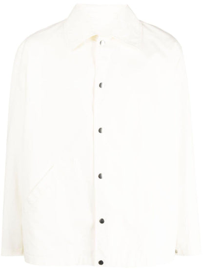 Beige Jil Sander logo-print cotton shirt jacket