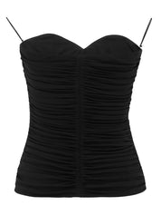 Saint Laurent Top Black strapless ruched design