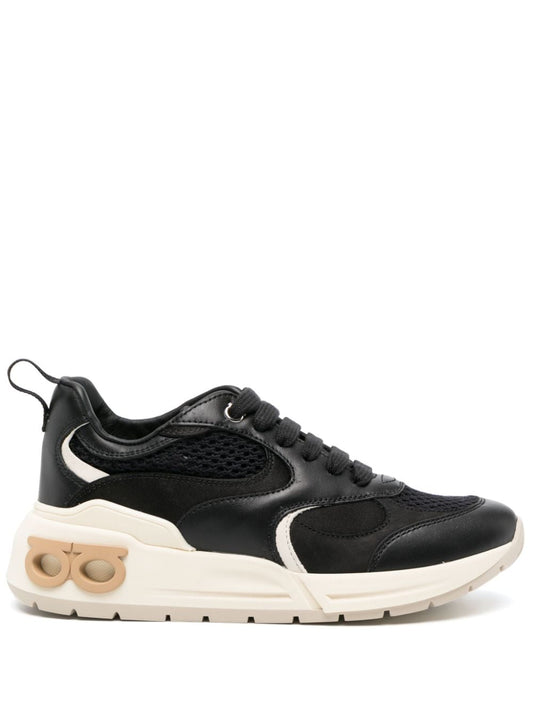Ferragamo Sneakers — Black Leather Almond‑Toe