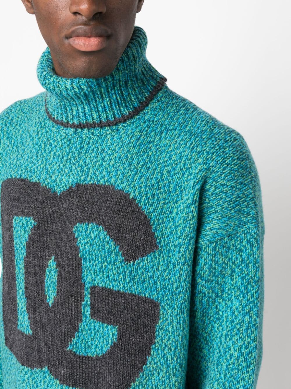 Suéteres Dolce &amp; Gabbana Tejido de punto intarsia en mezcla de lana azul