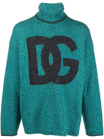 Suéteres Dolce &amp; Gabbana Tejido de punto intarsia en mezcla de lana azul