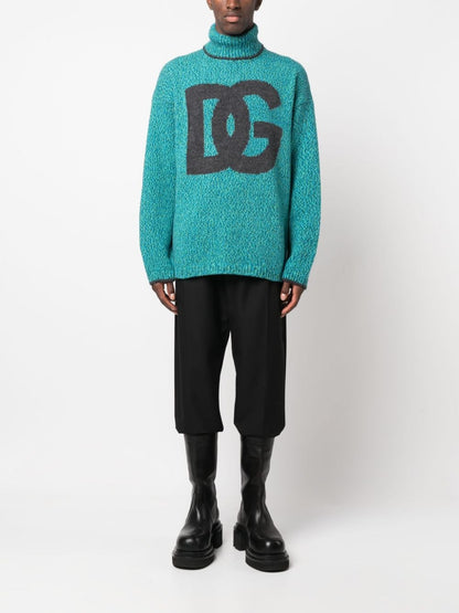 Suéteres Dolce &amp; Gabbana Tejido de punto intarsia en mezcla de lana azul