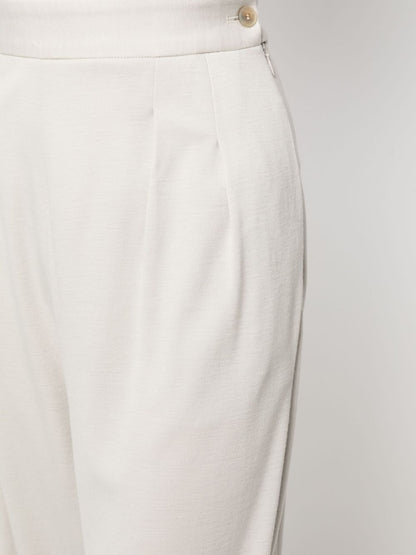 White Pleated Wool Trousers — High‑Waist Fabiana Filippi