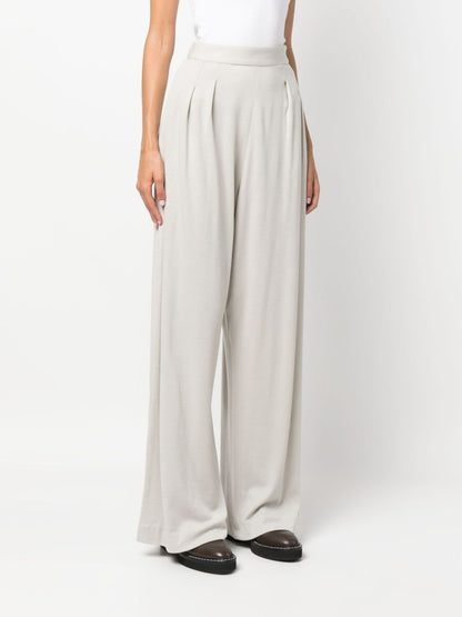 White Pleated Wool Trousers — High‑Waist Fabiana Filippi