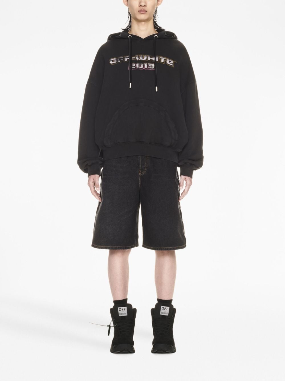 Off White Sweaters Black cotton hoodie