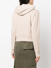 Palm Angels Sweaters Beige cotton logo hoodie