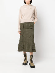 Palm Angels Sweaters Beige cotton logo hoodie