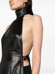 Ludovic De Saint Sernin Black Faux-Leather Dress