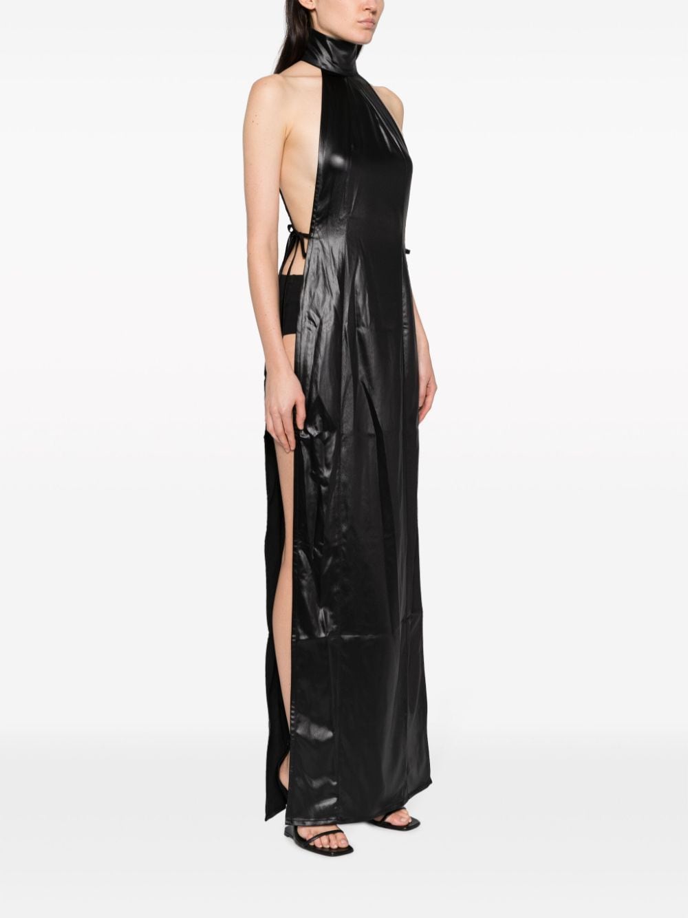 Ludovic De Saint Sernin Black Faux-Leather Dress