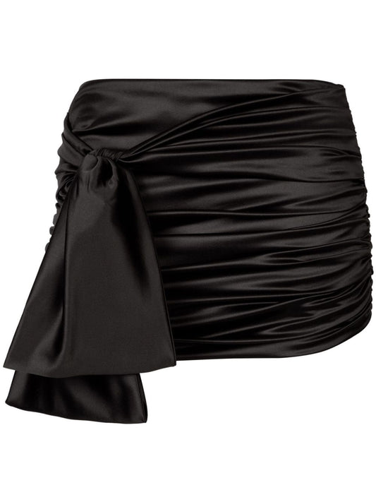 Black satin miniskirt — Dolce & Gabbana knot-detail