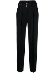 Pantalon Iro en laine mélangée noire taille haute