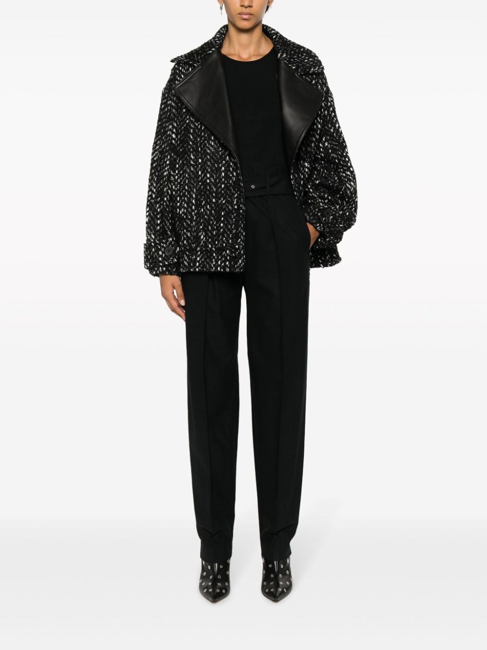 Pantalon Iro en laine mélangée noire taille haute