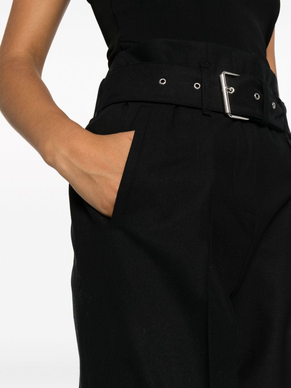 Pantalon Iro en laine mélangée noire taille haute
