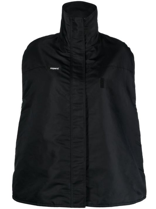 Coperni Black Bomber Cape — Sculpted Outerwear