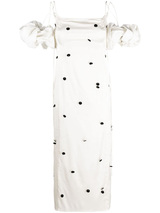 JACQUEMUS Dresses White — Chouchou Satin Midi Dress