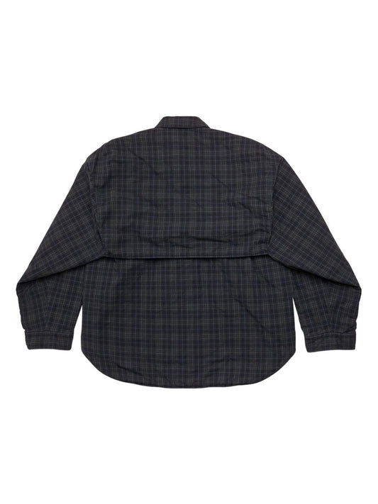 Balenciaga Grey Checked Cotton Long‑Sleeve Shirt