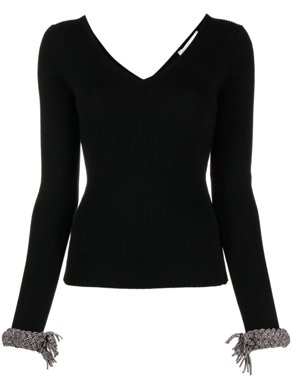 Giuseppe di Morabito Black Wool Sweater with Crystal Detail