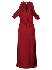 Crida Dresses Red elastic waist dress