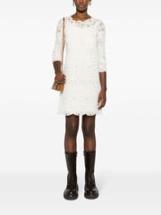 Ermanno Scervino Wool blend short dress with guipure lace