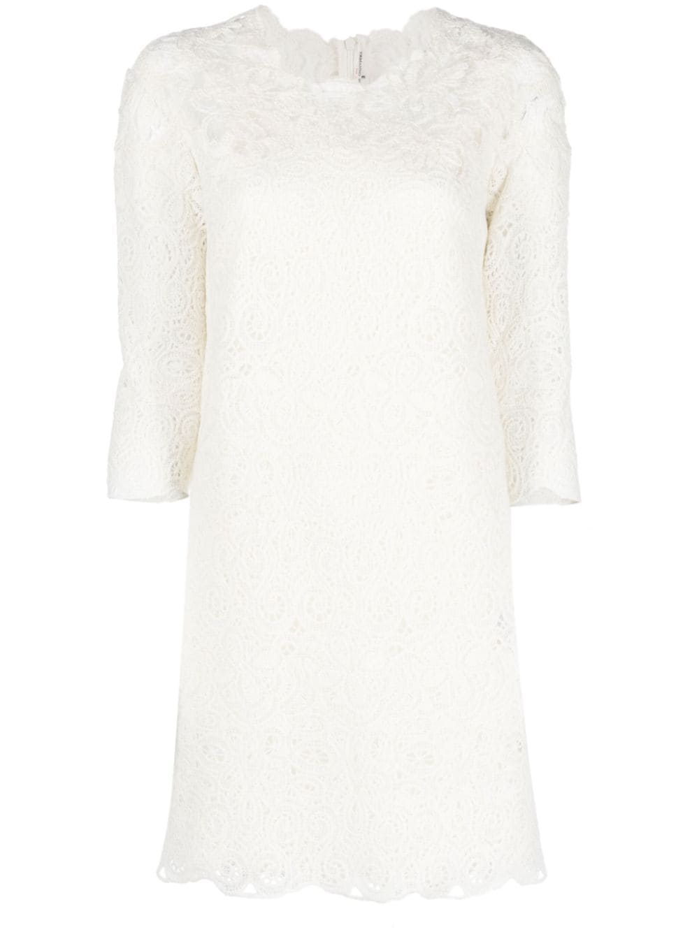 Ermanno Scervino Wool blend short dress with guipure lace