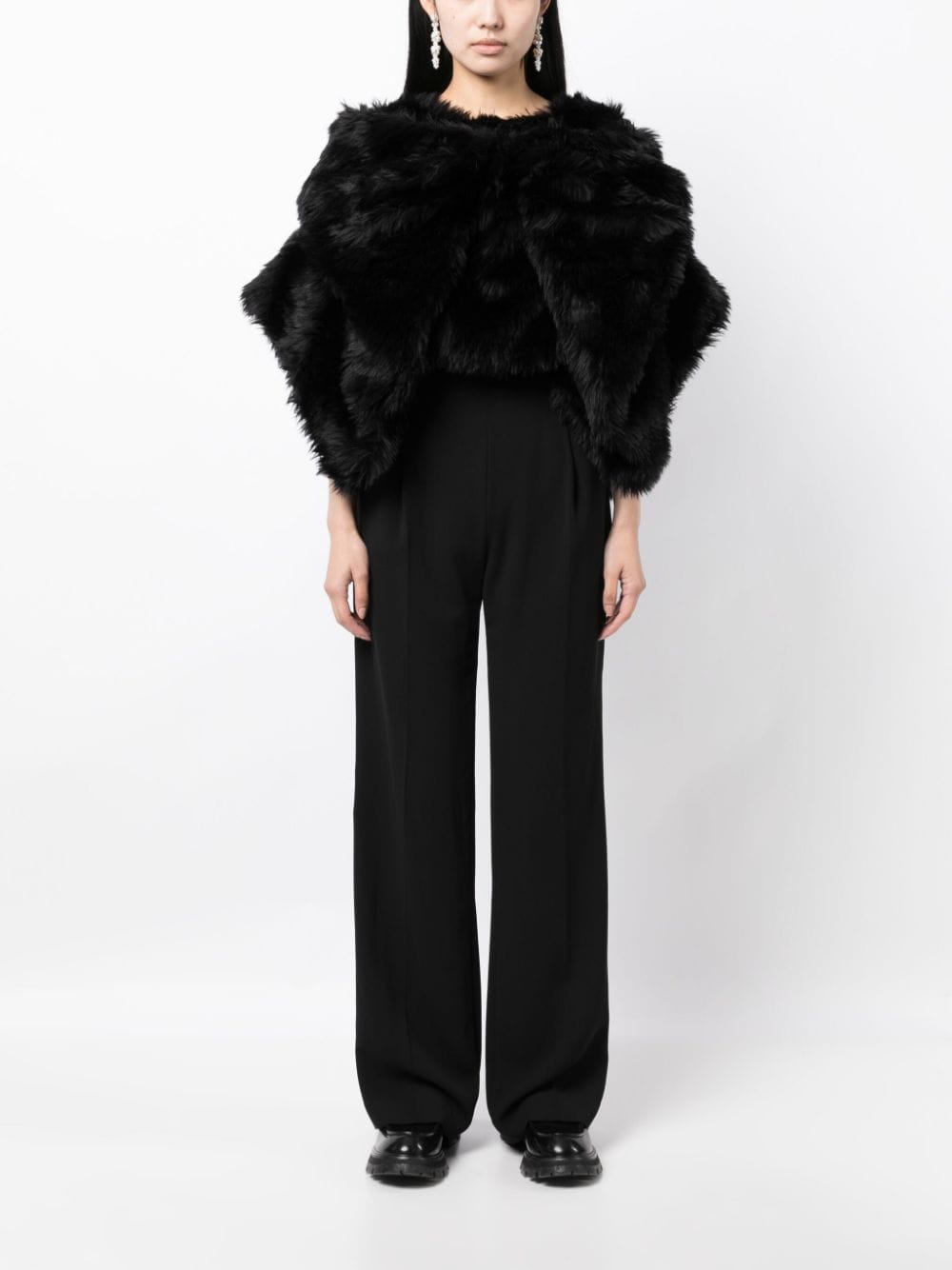 Comme des Garcons Jackets Black cropped faux-fur blouse